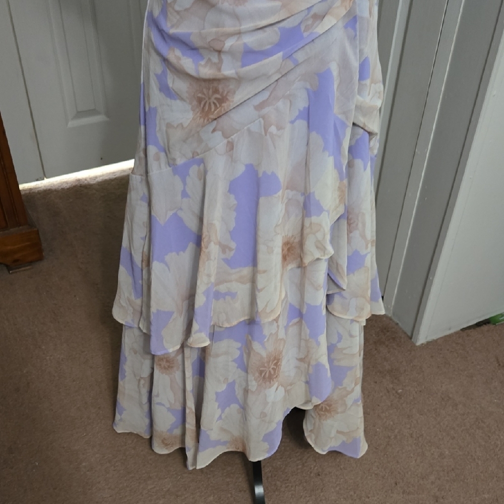 Hutch Asymmetrical Dress in Lavender and Cream - Picture 7 of 8